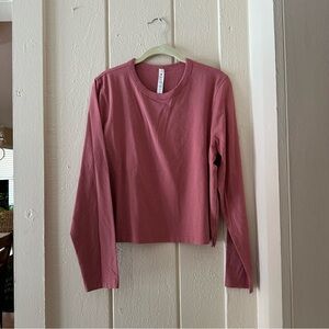 PERFECT LULULEMON LONG SLV T SHIRT TOP DEEP ROSE WOW 12